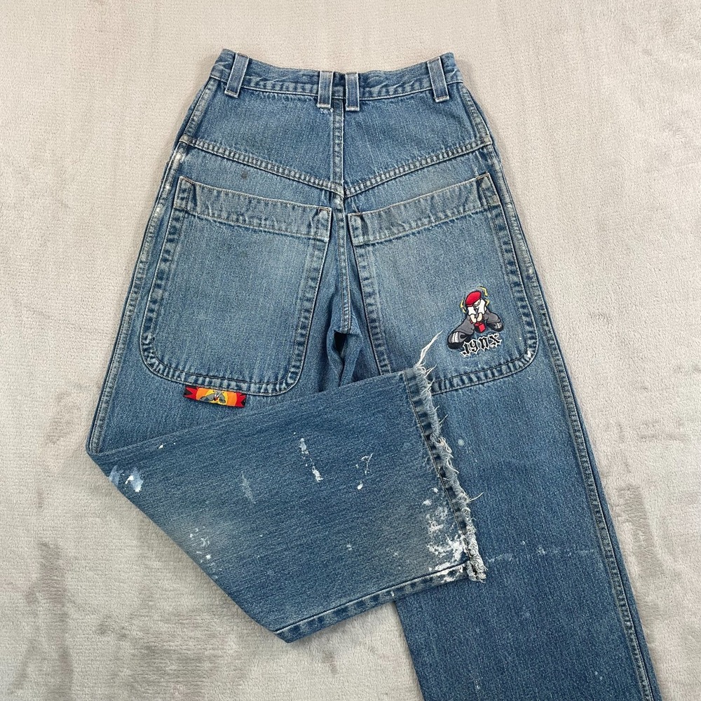 Vintage 90s Jynx Jeans Men Actual 26x27 Wide Baggy Skater Blue Denim Made USA‎